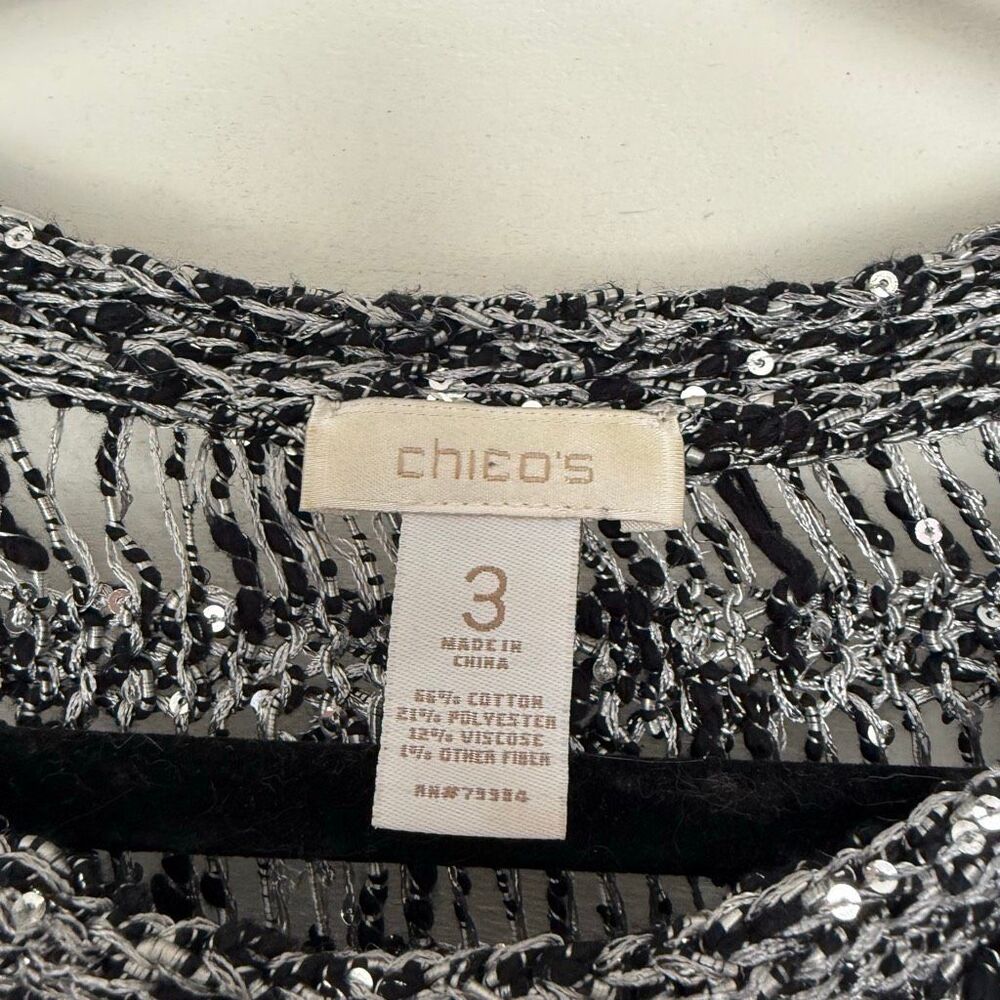 Chico’s Women’s 3 Grey Knit Open Sweater Pullover - Picture 2 of 4